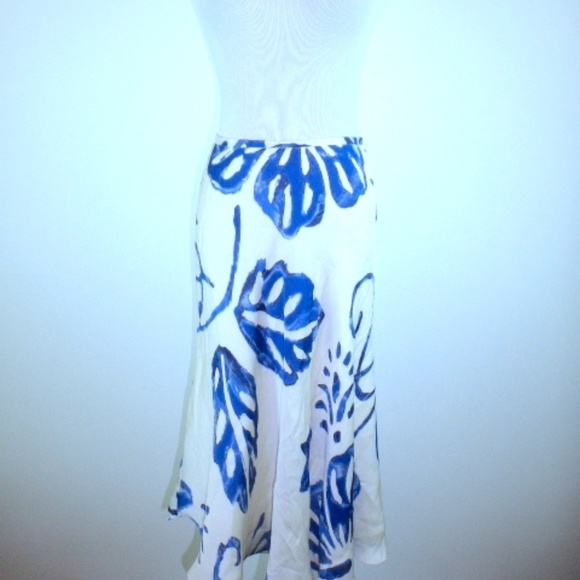 Ralph Lauren Collection blue white floral silk Midi slip skirt PURPLE LABEL 2